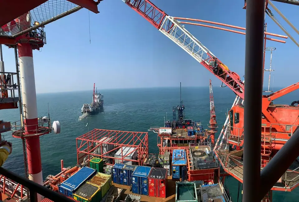 Justin repairing large lift pumps in the North Sea